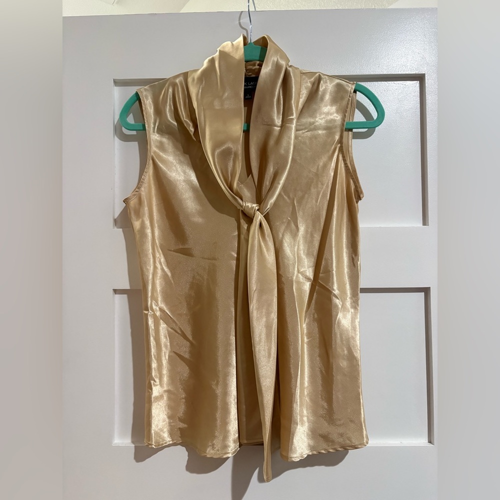 Evan Picone Gold Sleeveless Bow Top